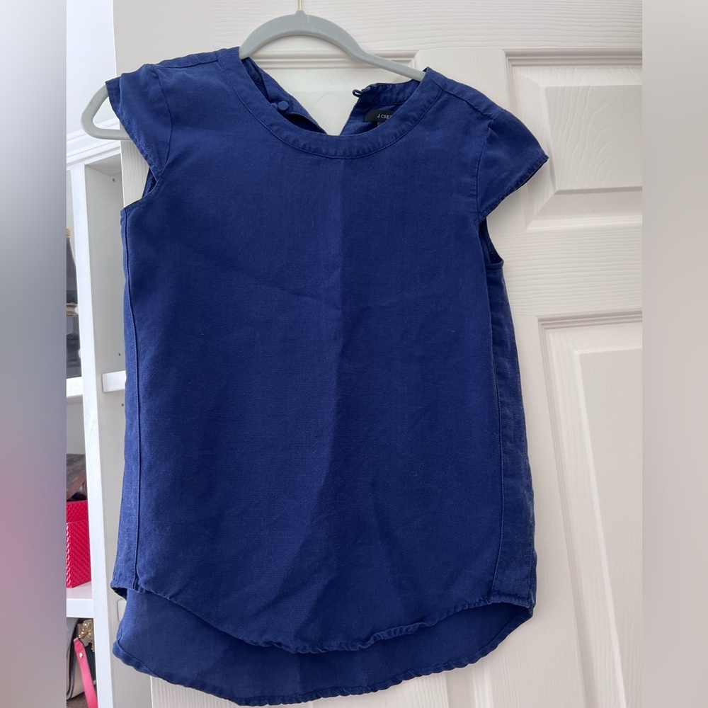 J Crew Linen cap Sleeve Top